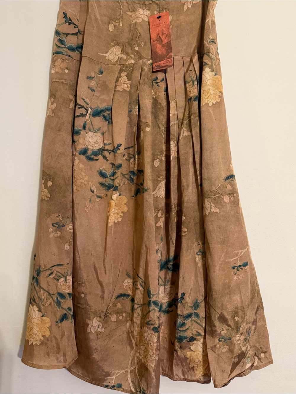NWT Peruvian Connection Floral Maxi Skirt in Taupe